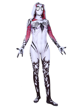 Halloween Gwen Stacy Cosplay weißer Venom Marvel Film Kapuzenoverall Fasching Kostüm
