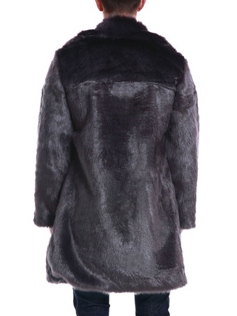 メンズフェイクファーコートターンダウンカラーディープグレーウィンターオーバーコート