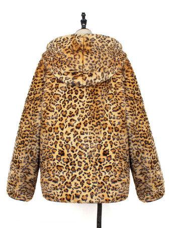 Manteaux en fausse fourrure pour hommes à capuche Léopard Léopard Moderne Hiver