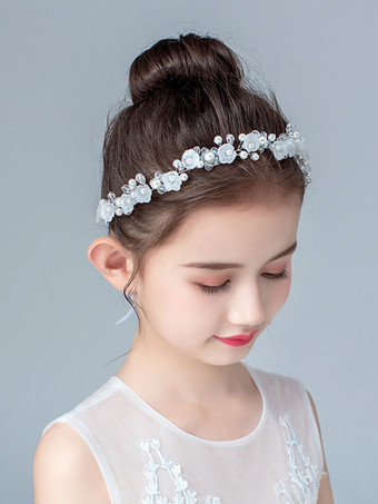 Tocados de niña de las flores Perlas de plata Accesorio Perla Accesorios para el cabello para niños
