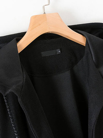 ポンチョ コート ブラック  フード付き マントコート レディースアウター タッセル レディースファッション プラスサイズ ポリエステル 七分袖 女性用