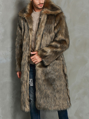 メンズコートオーバーサイズターンダウンカラーシックコーヒーブラウン品質