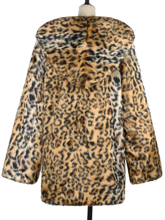 メンズコートオーバーサイズフード付きヒョウ柄シックモダンコーヒーブラウン