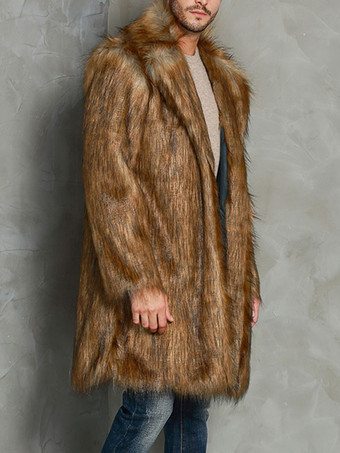 メンズコートオーバーサイズターンダウンカラーシックコーヒーブラウンファッション