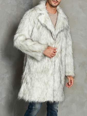 メンズコートオーバーサイズターンダウンカラーシックホワイトファッション