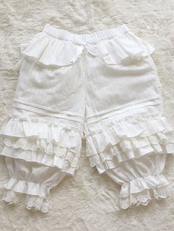 甘いロリータパンツホワイトジャカードルーズロリータパンツ