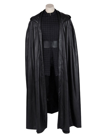 Star Wars Cosplay Star Wars: The Rise Of Skywalker Kylo Ren Black Outfit Cloak Faux Leather Cosplay Costume Deluxe Edition