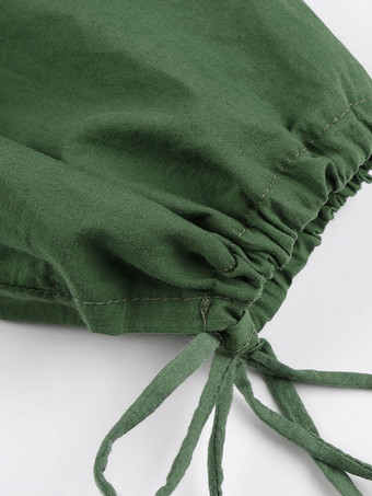 Maxikleid Langarm Sommerkleider lang Grün  Damenmode Einschulter und Herbst und Straßen-Style maxi kleid Baumwolle Kleider