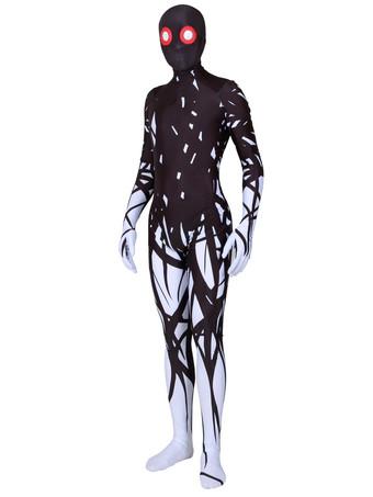 Black Monster Print Zentai Suit Full Body Lycra Spandex Bodysuit