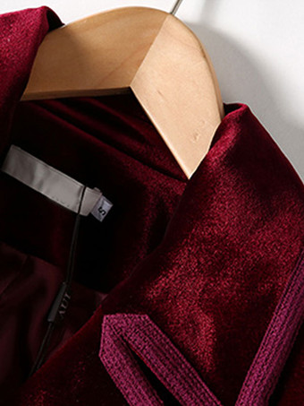 チェスターコート ワインレッド 長袖 女性上着 コーデュロイ 無地 レディースファッション 折り襟 ボタン レディースコート レディースアウター