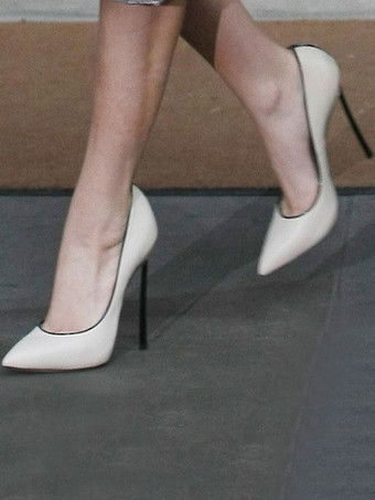 ハイヒール ポインテッドトゥ パンプス PU ホワイト 12cm スリップオン ピンヒール シューズ 無地 ハイヒールシューズ 結婚式 二次会 通勤用 仕事 キャバ 卒園式 卒園式 レディース靴