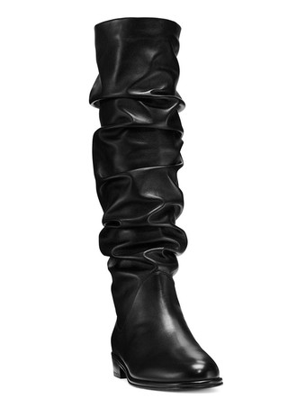 ロングブーツ ラウンドトゥ レディースブーツ フラットヒール ブラック  PU シューズ 2cm 無地 カジュアル レディース靴