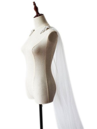 Voiles de mariage un niveau clouté bord coupé voiles de mariée classiques