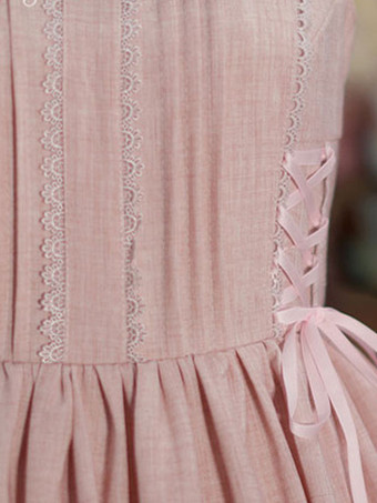 甘いロリータJSKドレスレースアップフリルコットンロリータジャンパースカート