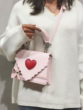 甘いロリータバッグピンクPUレザーハンドバッグロリータアクセサリー