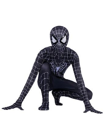 Children Spiderman Cosplay Black Zentai Kids Jumpsuit Costume