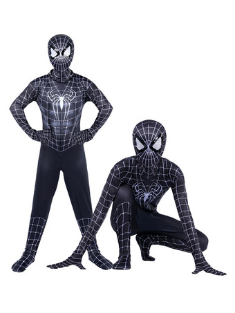 Kinder Spiderman Cosplay Schwarz Zentai Kinder Jumpsuit Kostüm