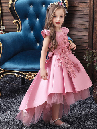 Abito per bambini Princess Party Bows Jewel Neck senza maniche 5 colori Flower Girl Dress