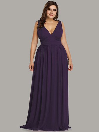 ブラックプラスサイズウエディングドレスAラインVネック床長さのジッパーマットサテンフォーマルドレス