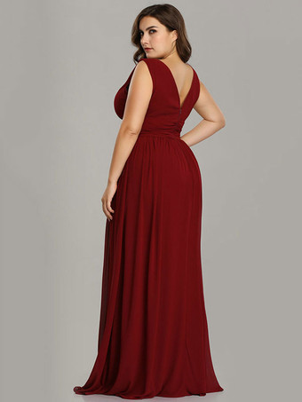 プラスサイズウエディングドレスAラインVネック床長さのジッパーマットサテンフォーマルドレス