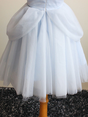 フラワーガールドレスベビーブルージュエルネック半袖ティアードパールキッズパーティードレス