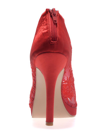 ウェディングシューズ レース オープントゥ スチレットヒール ブーティブライダル シューズ ホワイト