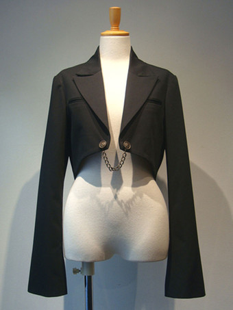 ブラック ゴシックロリータコートブラッククリスマスメタルディテールコットンブレンドロリータアウター