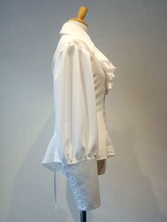 ゴシックロリータブラウス 長袖フリル ロリータトップ ロリータシャツ 黒