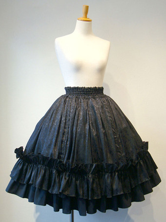 ゴシックロリータドレスSKホワイトレースアップフリルロリータスカート