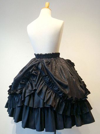 ゴシックロリータドレスSKホワイトレースアップフリルロリータスカート