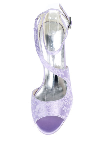 エレガントなブライダルシューズホワイトレースオープントゥスチレットヒールウェディングシューズ