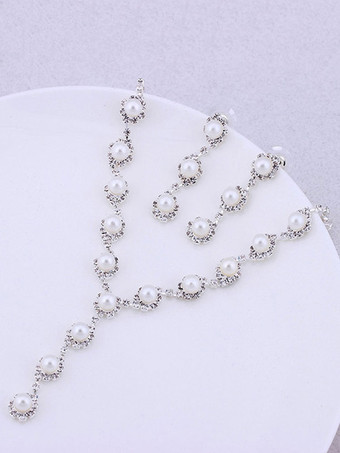 ジュエリーセットシルバーメタル合金ラインストーンピアス3ピースジュエリーセット