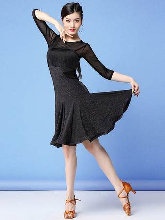 ラテンダンス衣装 社交ダンス ダンス 衣装 コスチューム ブラック コスチューム 女性用 ラテンダンサー セクシー ポリエステル ダンス ドレス