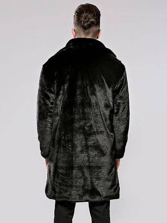 メンズフード付きフェイクファージャケットウィンターコートブラック