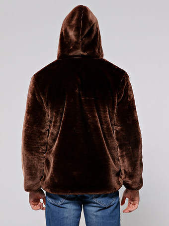 メンズフード付きフェイクファーボンバージャケットファジィウィンターコート