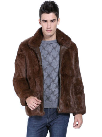 メンズファジィフェイクファーボンバージャケットウィンターコート