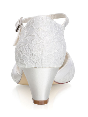 ウェディングシューズサテンアイボリーラウンドトゥ子猫ヒール2 "ブライダルシューズ