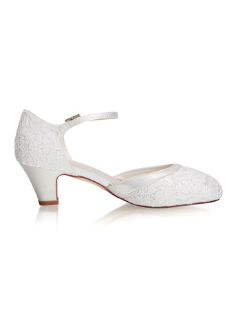 ウェディングシューズサテンアイボリーラウンドトゥ子猫ヒール2 "ブライダルシューズ