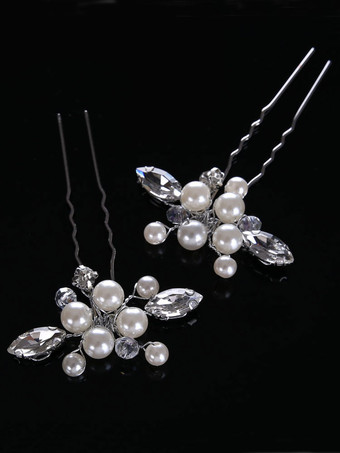 かぶと結婚式の帽子パールメタルブライダルヘアアクセサリー