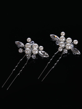 かぶと結婚式の帽子パールメタルブライダルヘアアクセサリー