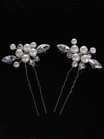 かぶと結婚式の帽子パールメタルブライダルヘアアクセサリー