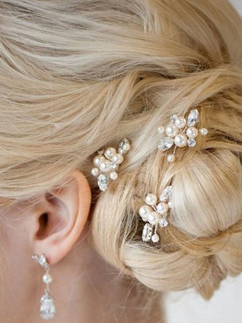 かぶと結婚式の帽子パールメタルブライダルヘアアクセサリー