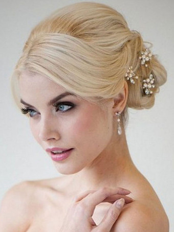 かぶと結婚式の帽子パールメタルブライダルヘアアクセサリー