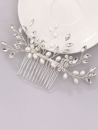 結婚式のかぶとの櫛金属パールブライダルヘアアクセサリー