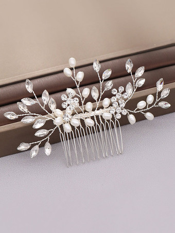 結婚式のかぶとの櫛金属パールブライダルヘアアクセサリー