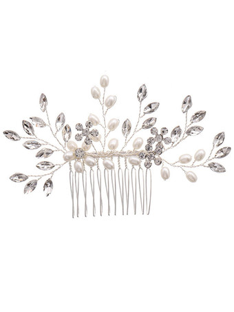 結婚式のかぶとの櫛金属パールブライダルヘアアクセサリー