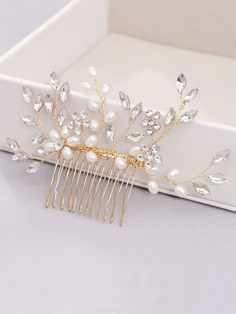 結婚式のかぶとの櫛金属パールブライダルヘアアクセサリー