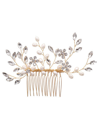結婚式のかぶとの櫛金属パールブライダルヘアアクセサリー