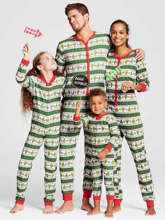 Familien Weihnachtspyjamas grüner Weihnachtsmuster Overall Faschingskostüme