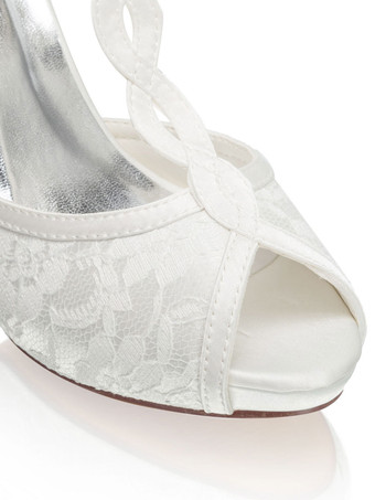 Zapatos de novia de satén Zapatos de Fiesta de tacón de stiletto Zapatos marfil Zapatos de boda de punter Peep Toe 10cm 1.5cm